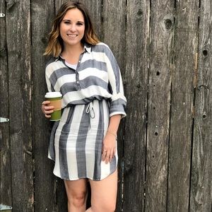 Navy and White Striped Dress